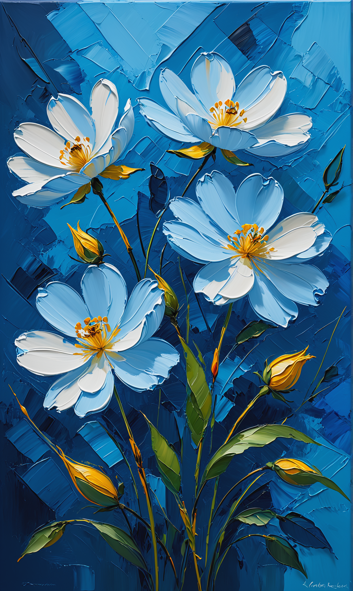 04936-1281349635-flowers, blue background, oil painting, rough stroke, line graphic, geomatric, generate an image with the rich texture and thick.png